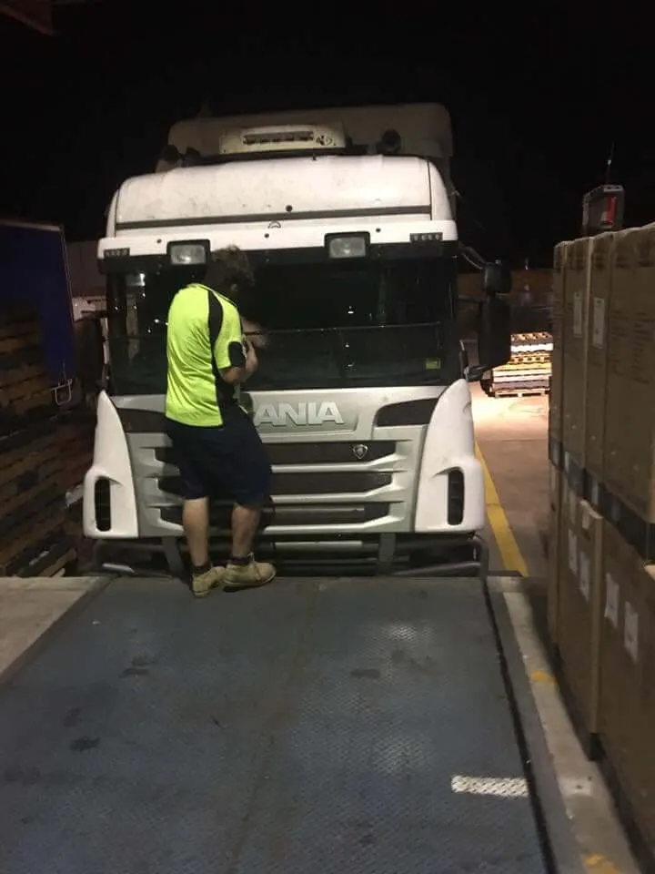 Prime mover in a workshop with a new windscreen fitted